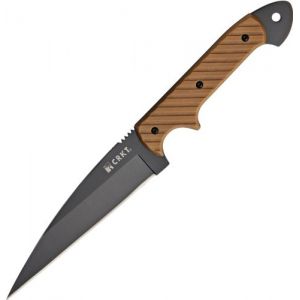 Columbia River Knife & Tool Dragon Fixed Blade Fighting Knife w/ Brown Handle & Black Blade